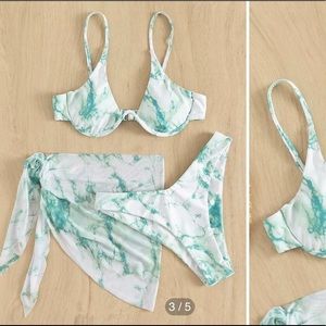 Shein 3-Pack Underwire High Cut Bikini Swimsuit and Beach Skirt